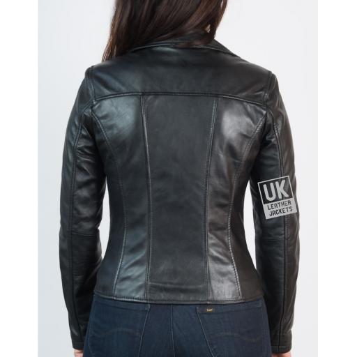Womens Black Leather Jacket - Mystique - Back