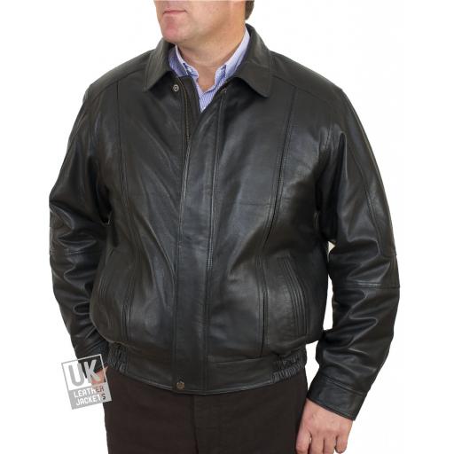 Men's Black Leather Jacket - Hudson - Main