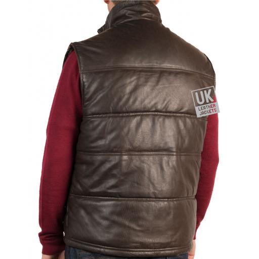 Men's Quilted Leather Gilet - Orson - Back