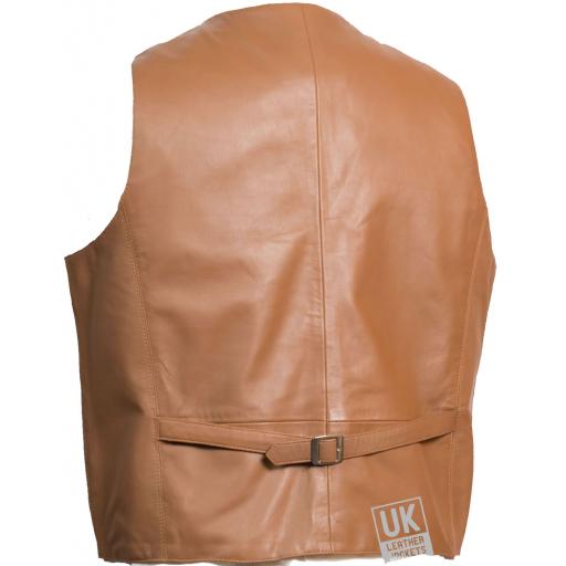 Men's Classic Tan Leather Waistcoat - Back