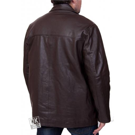 Men's Brown Leather Jacket in Soft Nappa - Porter - Back