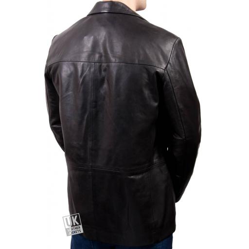 Men's Black Leather Blazer - Grosvenor - Plus Size - Back