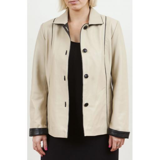 Women's Ivory  Leather Jacket - Cameo - Plus Size