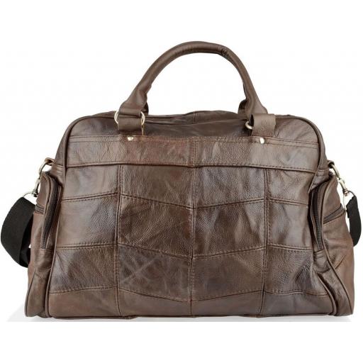 Brown Leather Travel Holdall Bag - Broadway - Back