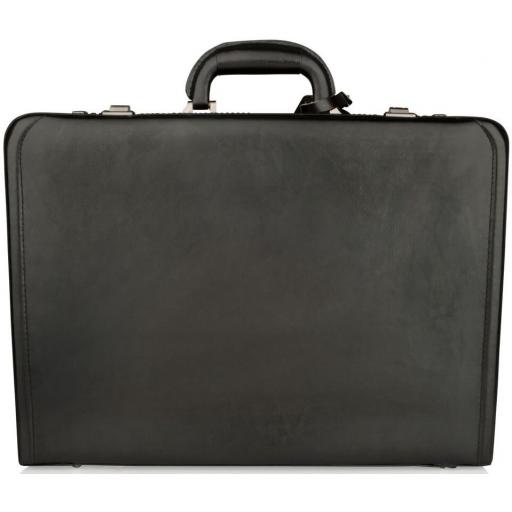 Expandable Black Leather Briefcase - Cleveland - Back