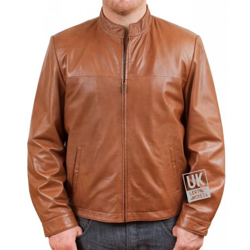 Men's Tan Leather Jacket - McQueen