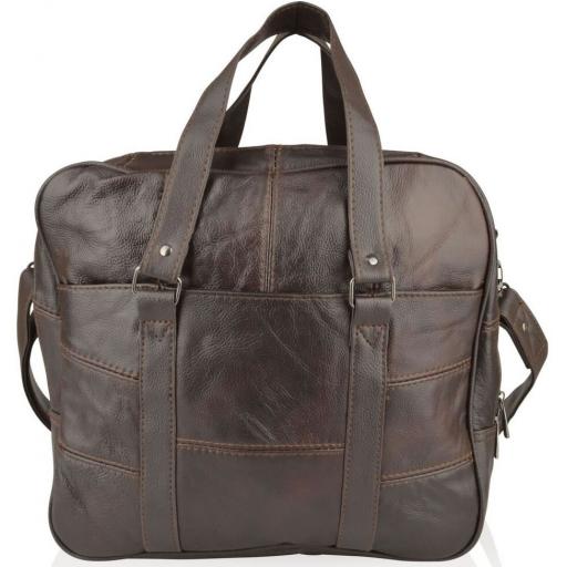 Brown Leather Travel Bag - Agnelli - Front