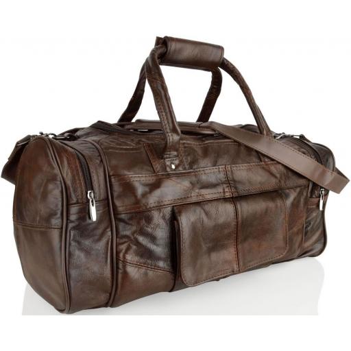 Brown Leather Duffel Bag - Vegas