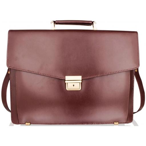 Burgundy Leather Briefcase - Obama Front 2