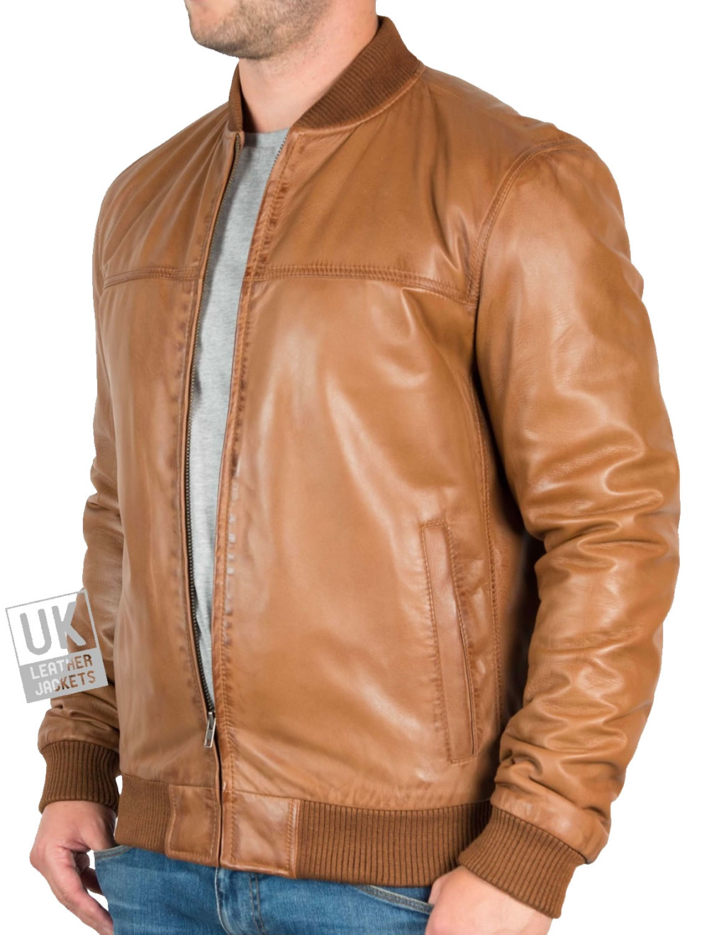 light brown leather bomber jacket mens