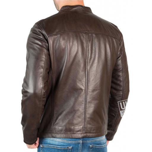 Mens Brown Leather Jacket - Legend - Back