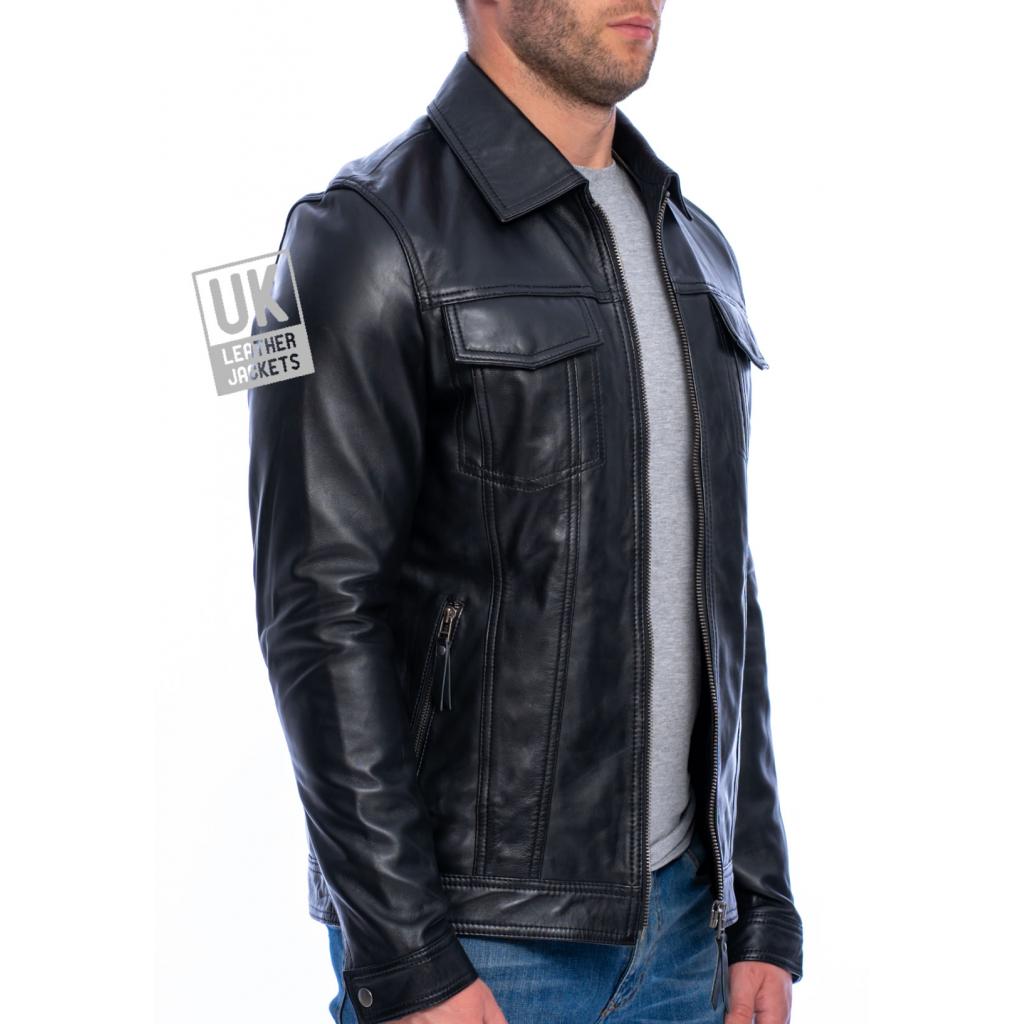 Mens Black Leather Jacket - Flint | UK Leather Jackets