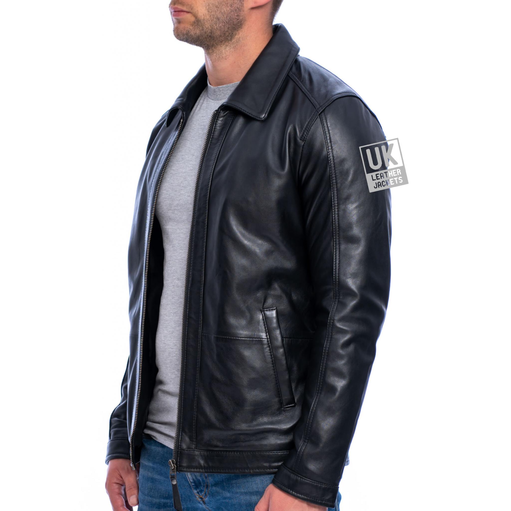 Mens Black Leather Jacket - Steed | Free UK Delivery