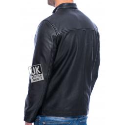 Men's Black Leather Jacket -Sigma - Superior Cow Hide - Back