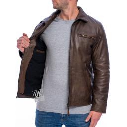 Men's Brown Leather Jacket - Winchester - Superior Buffalo Hide - Lining
