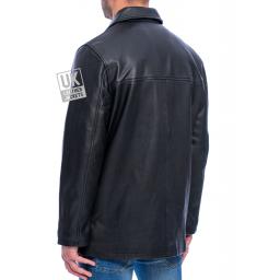 Men's Black Leather Jacket - Warwick - Superior Quality Cow Hide - Back