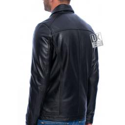 Mens Black Leather Jacket - Back