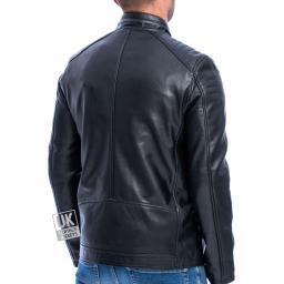 Men's Black Leather Biker Jacket - Apex - Superior - Back