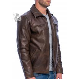 Men's Brown Leather Jacket - Winchester - Superior Buffalo Hide - Front