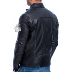 Men's Black Leather Biker Jacket - Invictus - Back