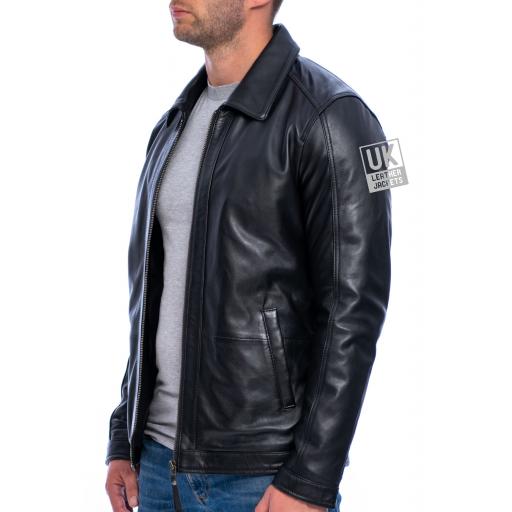 Mens Black Leather Jacket - Steed - Sizes S - XL only