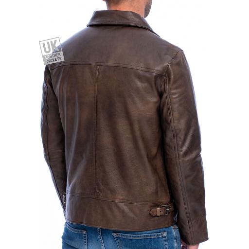Men's Brown Leather Jacket - Winchester - Superior Buffalo Hide - Back