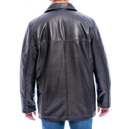 Men's Brown Leather Reefer Jacket - Oscar - Superior Quality - Back Panel