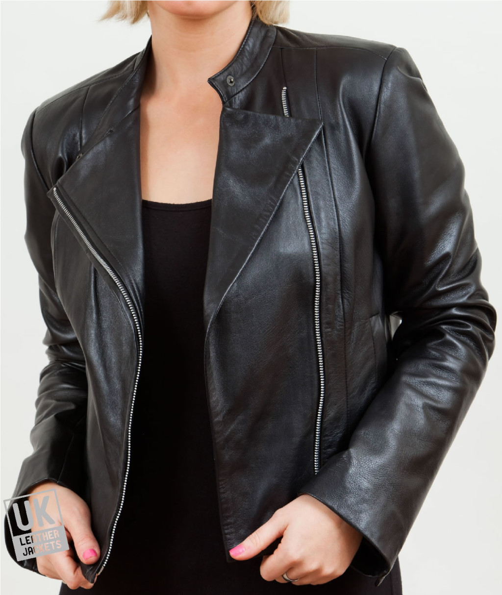 Round neck biker outlet jacket