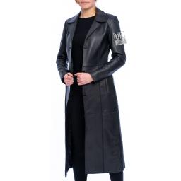 Women's Tailored Full Length Leather Coat - Serena - Side 2