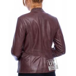 Womens Leather Jacket - Luxor II - Burgundy - Back