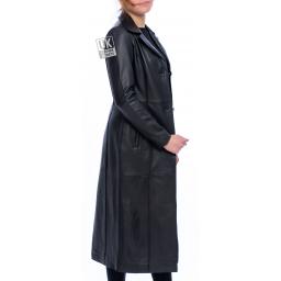 Women's Tailored Full Length Leather Coat - Serena - Side 3
