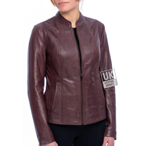 Womens Leather Jacket - Luxor - Burgundy