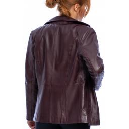 Women's Burgundy Leather Blazer - Savanah - Back