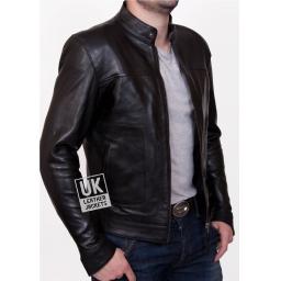 Men's Black Leather Jacket - Assantii - Front