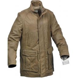 Mens 3/4 Length Khaki Green Leather Coat - Hexham - Front