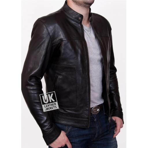 Men's Black Leather Jacket - Assantii - Custom Sleeve Length