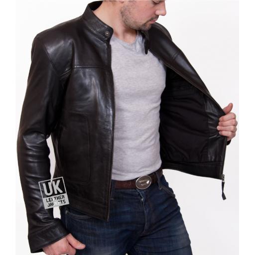 Men's Black Leather Jacket - Assantii  - Lining