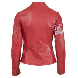 Women's Red Leather Jacket - Rio - Back