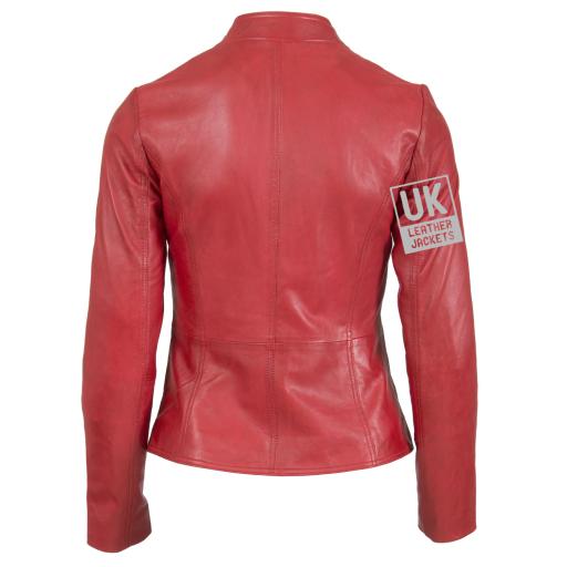 Women's Red Leather Jacket - Rio - Back