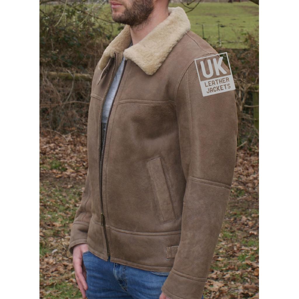 Mens Sheepskin Flying Jacket Calgary Light Brown