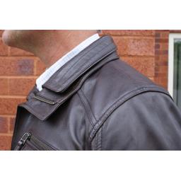 Men's Brown Leather Coat Jacket - Marquis I - Wind Collar