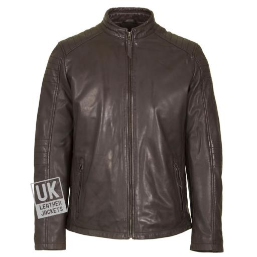 Men's Brown Leather Jacket - Helium I