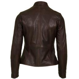Women's Burgundy Leather Jacket - Leone - Back