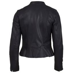 Women's Blue Leather Leather Jacket - Paris - Back View