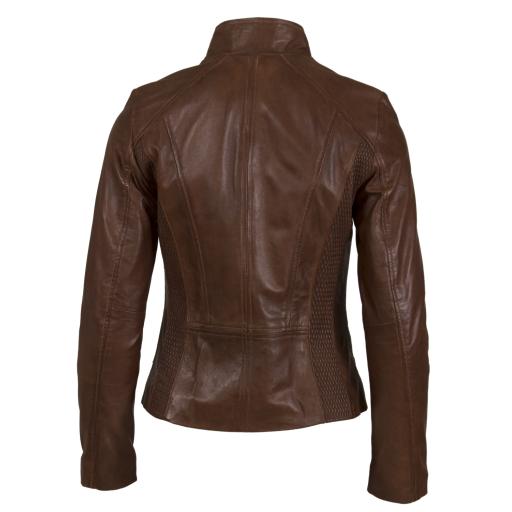 Women's  Brown Tan Leather Jacket - Rochelle -  Back