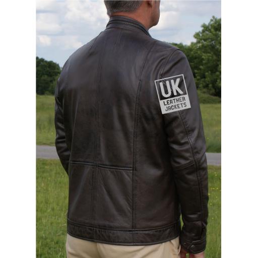 Men's Vintage Brown Leather Jacket - Becks - Back