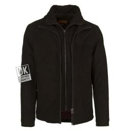 Mens Brown Nubuck Jacket - Detach Fleece Collar -Ibex - Removable Inner Collar