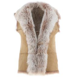 Womens Camel Toscana Sheepskin Gilet - Reversible - Front